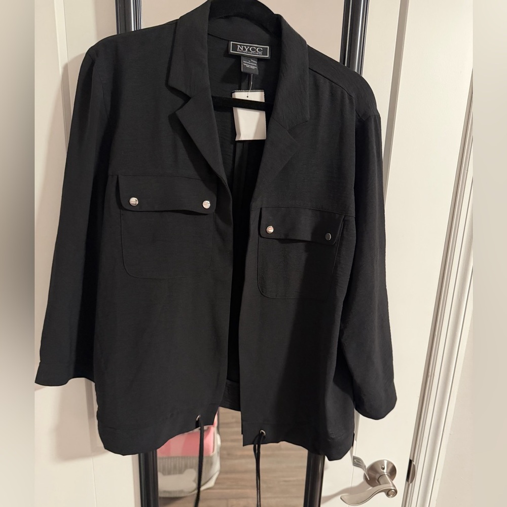 NWT NYCC New York Clothing Company Black Utility Jacket Blazer - Size Large